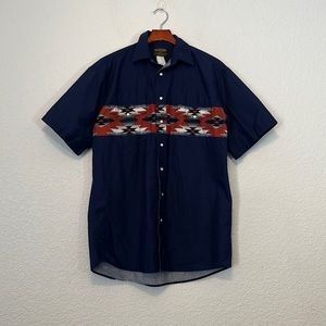 Vintage Rustler Wrangler Aztec Button Front Shirt